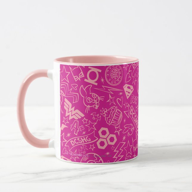 Taza Patrón de iconos rosados de los Chicas Super Hero  (Izquierda)