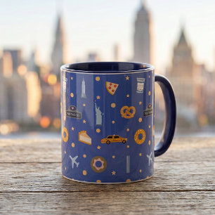 Taza Patrón de iconos y monumentos modernos de NYC en a