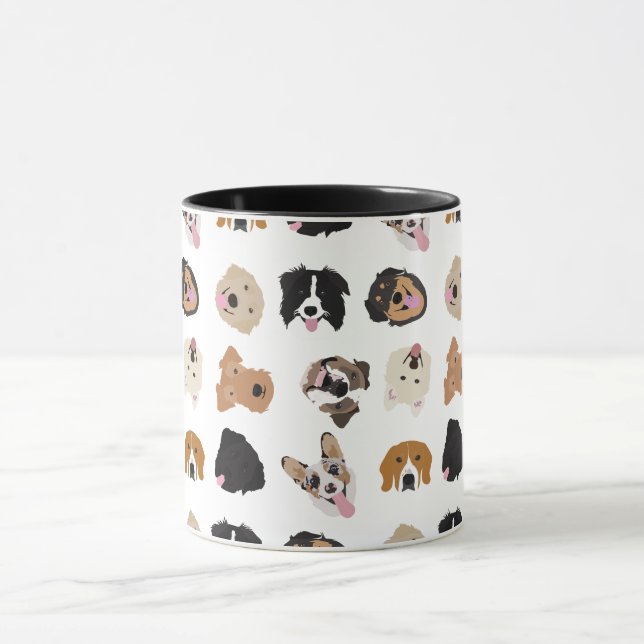 Taza Patrón de Ilustracion de cara de perro (Centro)