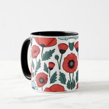 Patrón de Ilustracion de las flores de adormidera