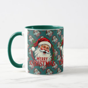 Taza Patrón de Ilustracion navideño de Santa Merry