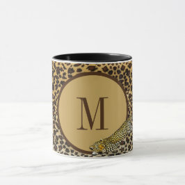 Taza Patrón de impresión de leopardo monograma Personal