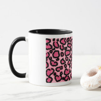 Taza Patrón de impresión de leopardo rosa y negro.