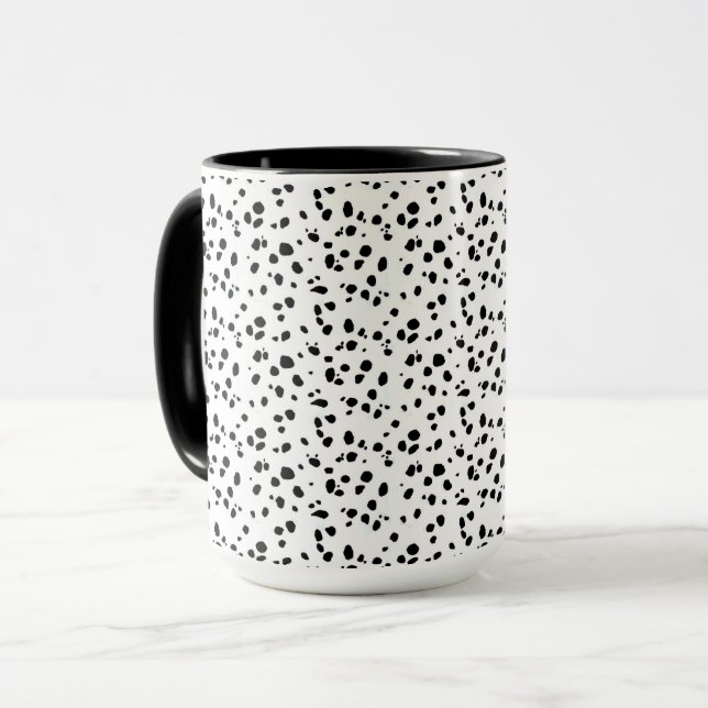 Taza Patrón de impresión de puntos dálmatas blanco y ne (Anverso izquierdo)