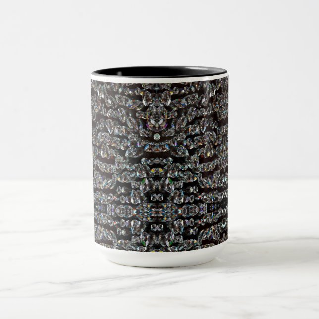 Taza Patrón de joyas de diamante negro plateado elegant (Centro)