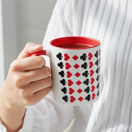 Taza Patrón de juego de tarjetas de juego rojo y negro