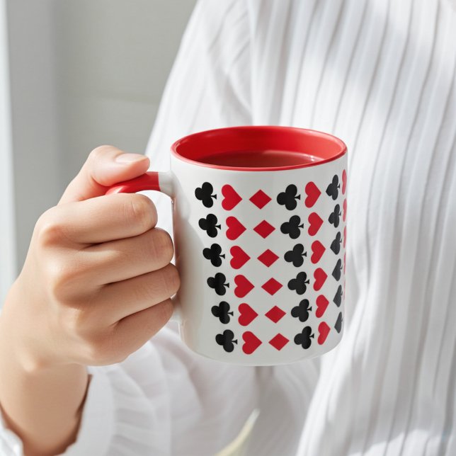 Taza Patrón de juego de tarjetas de juego rojo y negro (Tea or coffee?)