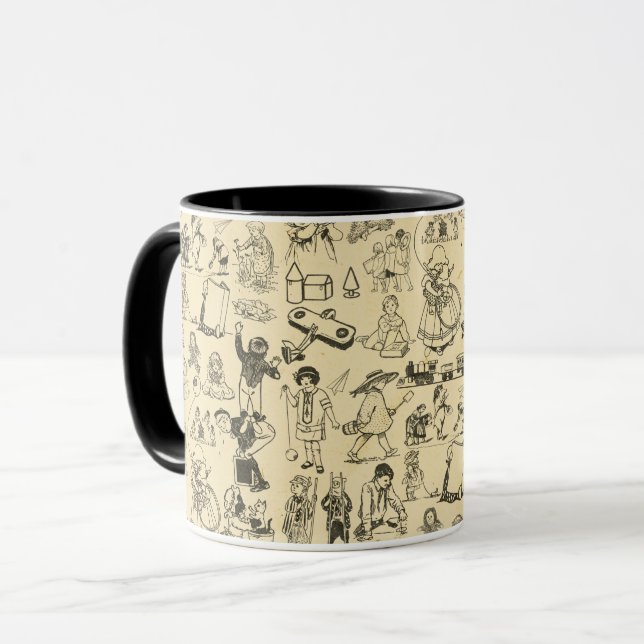 Taza Patrón de juguetes de época y niños de juego (Anverso izquierdo)