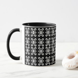 Taza Patrón de Kilim blanco y negro de estilo étnico