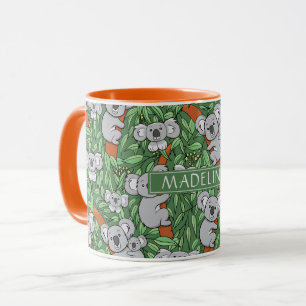 Taza Patrón de Koala Cuta Personaliza el Verde
