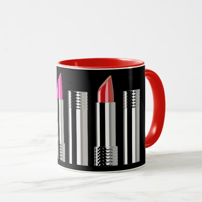 Taza Patrón de lápiz labial cosmetología de belleza roj (Anverso derecho)