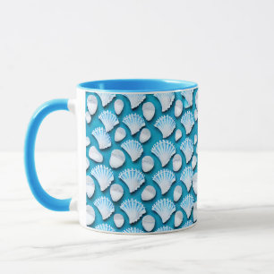 Taza Patrón de las marismas del océano azul y blanco