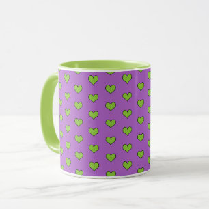 Taza Patrón de latido y corazón verde