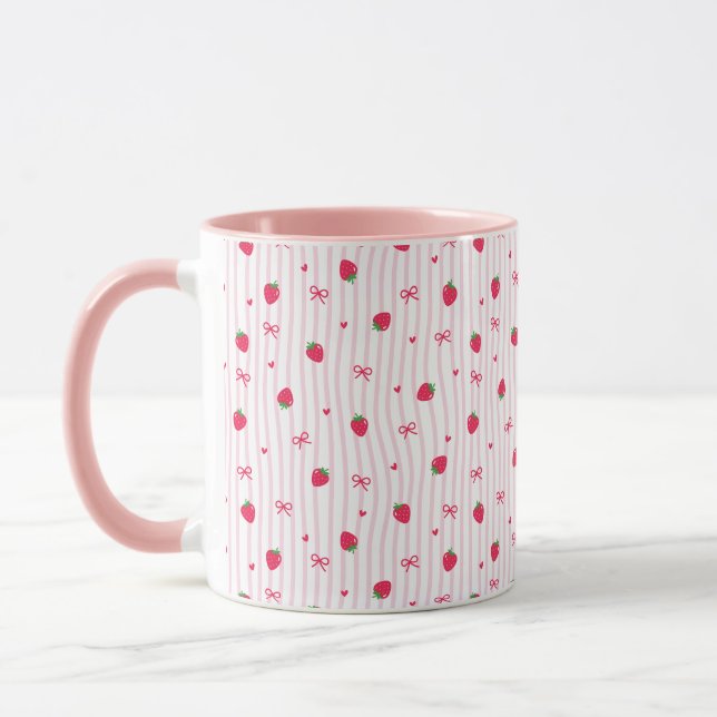 Taza Patrón de lazo de corazón de fresa (Izquierda)