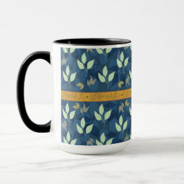Taza Patrón de Leafy Verde y Azul con encanto