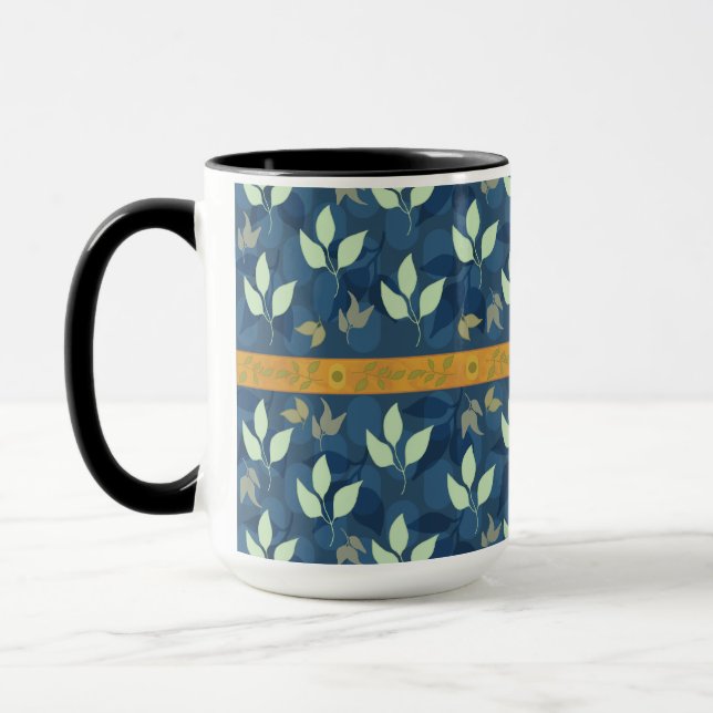 Taza Patrón de Leafy Verde y Azul con encanto (Izquierda)