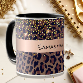 Taza Patrón de leopardo de cumpleaños edad de nombre ne