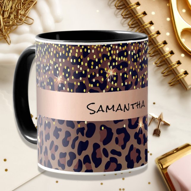Taza Patrón de leopardo de cumpleaños edad de nombre ne (Subido por el creador)
