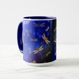 Taza Patrón de libélulas azules, tazón de café