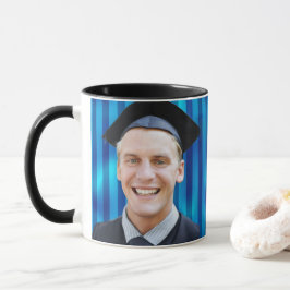 Taza Patrón de Línea Azul Retrato Editable Hombres Grad