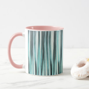 Taza Patrón de líneas de rayas azules cyan océano
