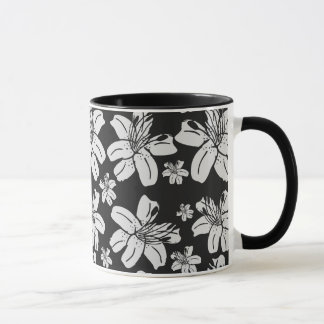 Taza Patrón de lirio blanco y negro