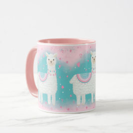 Taza Patrón de llama rosa y menta