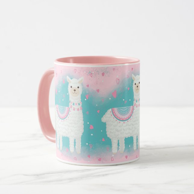 Taza Patrón de llama rosa y menta (Anverso izquierdo)