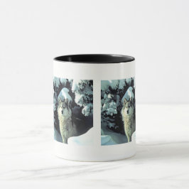 Taza Patrón de Lobo en Pinos de Invierno
