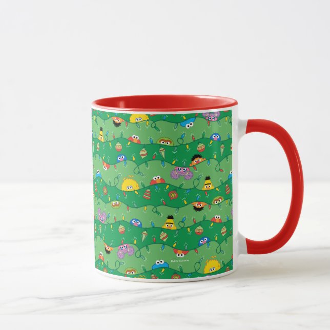 Taza Patrón de luces de Navidades de Plaza Sésamo (Derecha)