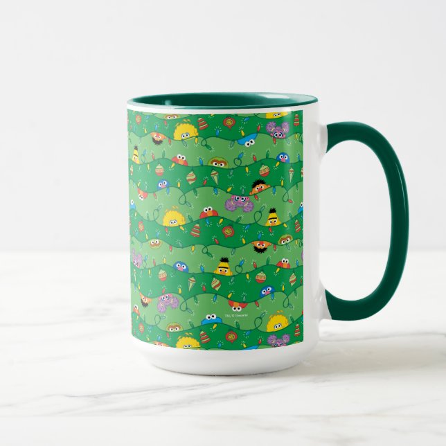 Taza Patrón de luces de Navidades de Plaza Sésamo (Derecha)