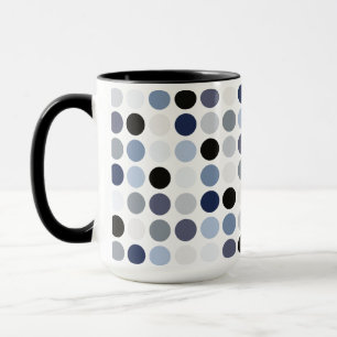 Taza patrón de lunares azul gris moderno monograma
