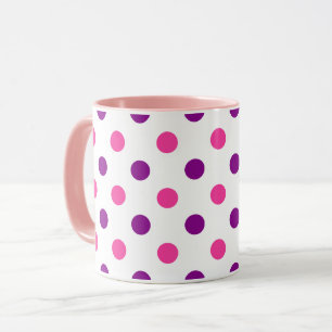 Taza Patrón de lunares blancos púrpura rosa 