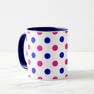 Taza Patrón de lunares blancos rosados y azules