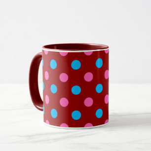 Taza Patrón de lunares rojos rosados y azules