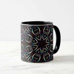 Taza Patrón de Mandala Glow Glow de Oro Azul