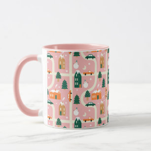 Taza Patrón de mapa de vacaciones de la ciudad de navid