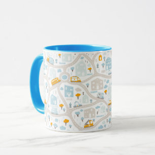 Taza Patrón de mapa del barrio de Cute Pastel