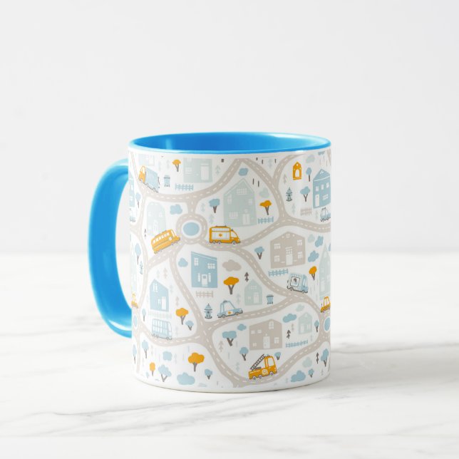 Taza Patrón de mapa del barrio de Cute Pastel (Anverso izquierdo)