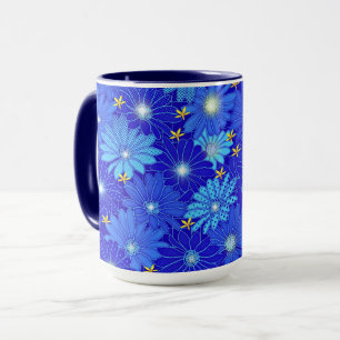Taza Patrón de margarita azul de bonito
