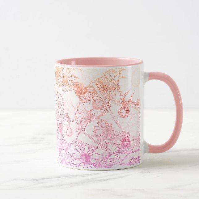 Taza Patrón de margarita suave rosa Café Mug (Derecha)