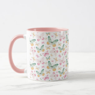 Taza Patrón de Mariposas Acuarela