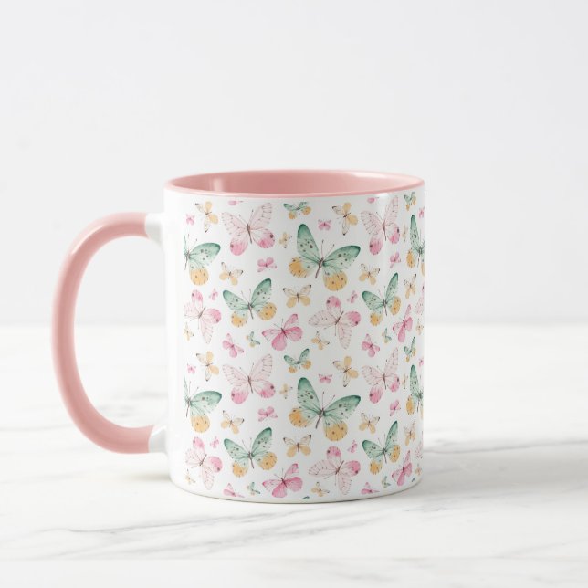 Taza Patrón de Mariposas Acuarela (Izquierda)