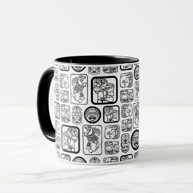 Taza Patrón de mascarilla antigua de la tribu MAYA 1 (Anverso izquierdo)