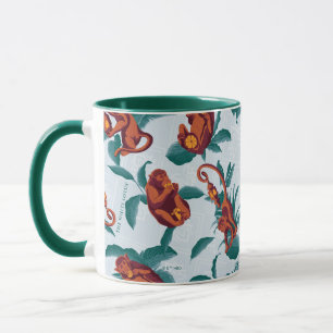 Taza Patrón de monos juguetones del Lotus blanco
