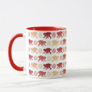 Taza Patrón de monos rojos