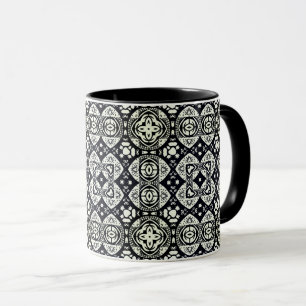Taza Patrón de mosaico árabe negro y blanco