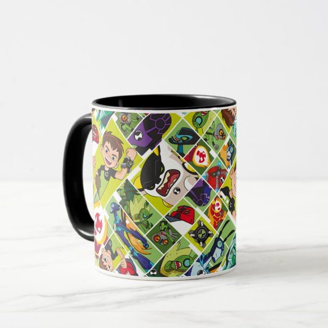 Taza Patrón de mosaico de Ben 10 Alien (Anverso izquierdo)