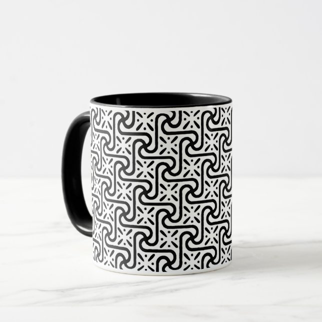 Taza Patrón de mosaico egipcio, blanco y negro (Anverso izquierdo)