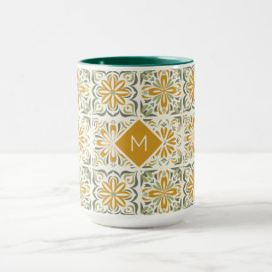 Taza Patrón de mosaicos personalizado monograma portugu